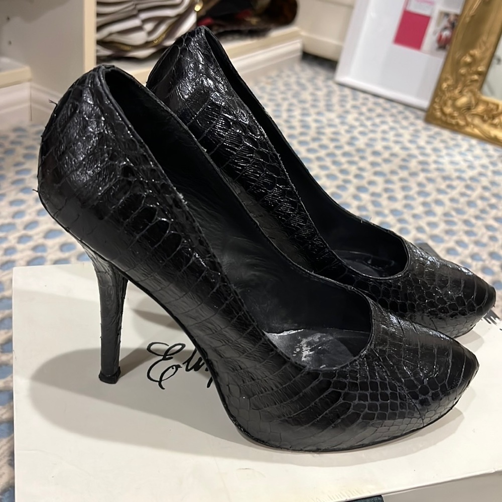Elizabeth and James Snake Skin Pumps